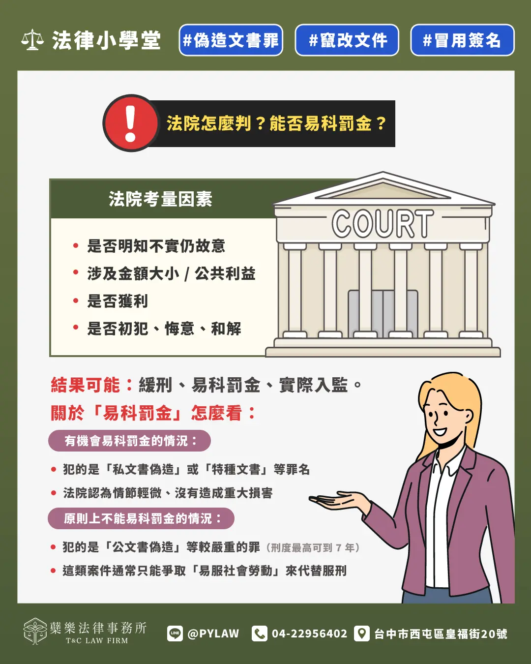 偽造文書法院怎麼判？能否易科罰金？