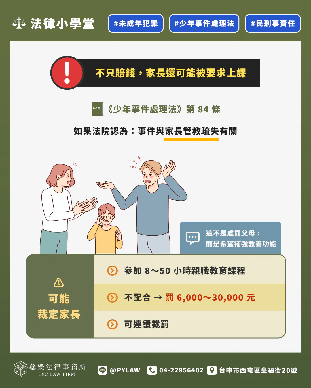 未成年犯罪不只賠錢，家長還可能被要求上課