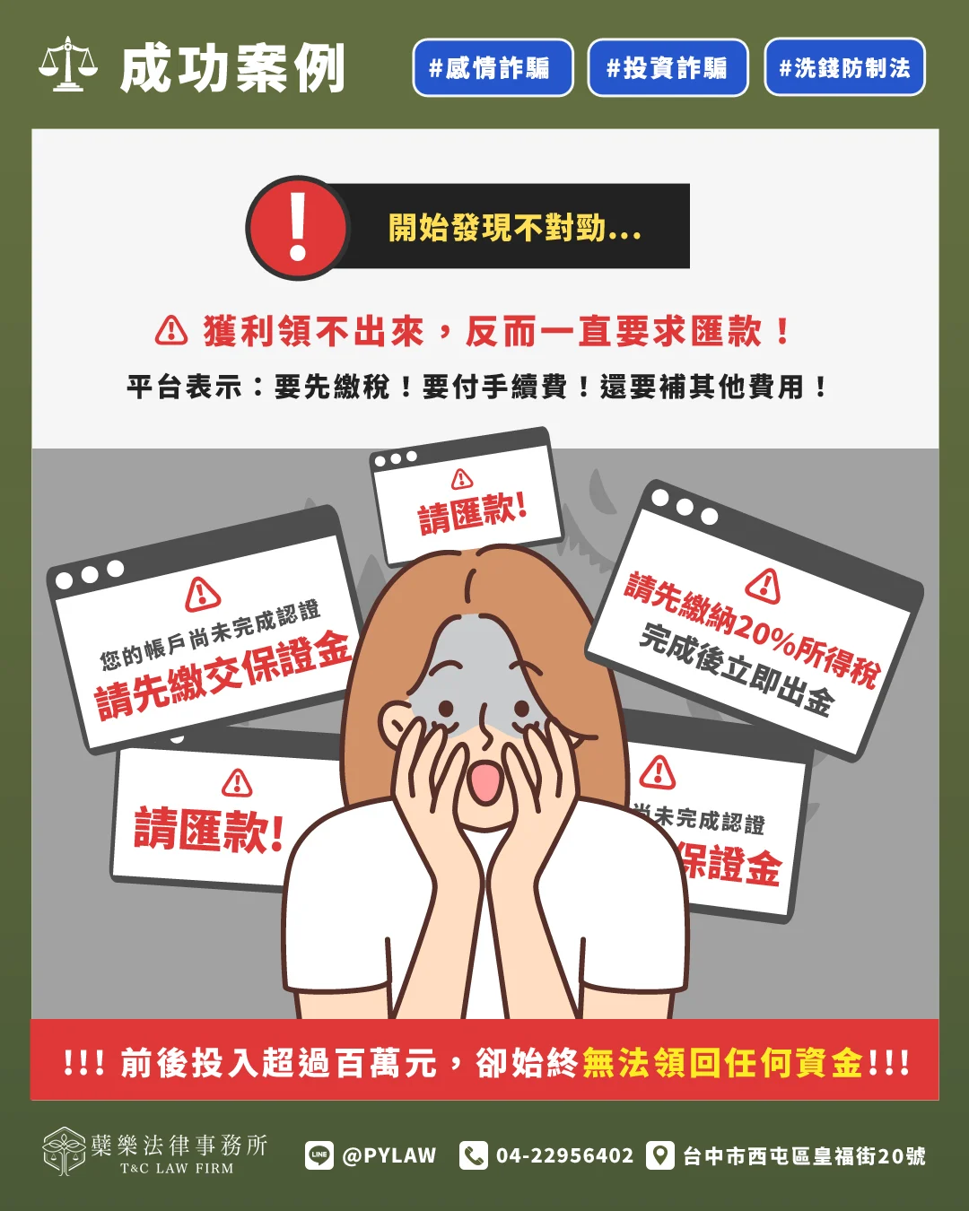 獲利領不出來
反而一直要求匯款