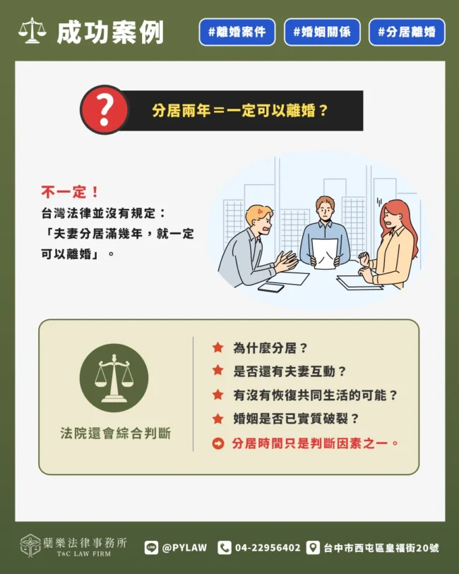分居兩年=一定可以離婚? 不一定!